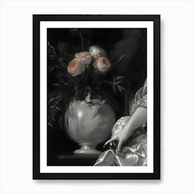 Dark Gothic Lady With Roses Art Print