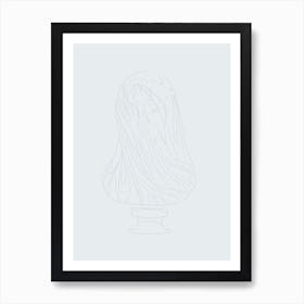 The Veiled Virgin Line Drawing - Blue Art Print