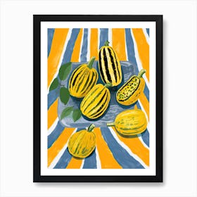 Yellow Squash Summer Illustration 4 Art Print