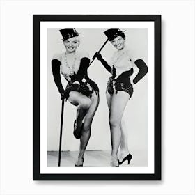 Marilyn Monroe And Jane Russell In Top Hats Art Print