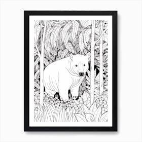 Line Art Jungle Animal Malayan Tapir 3 Art Print