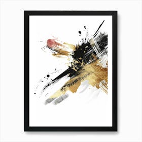 Abstract With Gold And Black Paint Art Print