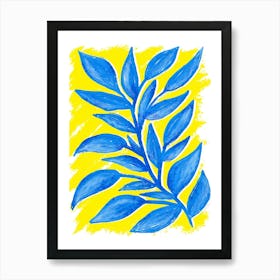 Neon Blue Plant Art Print