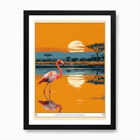 Greater Flamingo African Rift Valley Tanzania Tropical Illustration 1 Poster Art Print