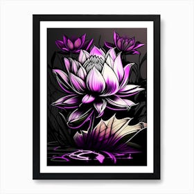 Lotus Flowers In Park Graffiti 7 Art Print