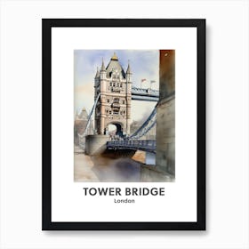 Tower Bridge, London 4 Watercolour Travel Poster Art Print