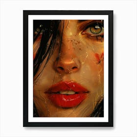 Woman With Red Lips 1 Art Print