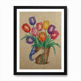 Tulips In A Pot Art Print