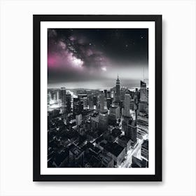 City Skyline At Night Art Print