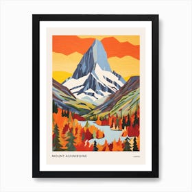 Mount Assiniboine Canada 3 Colourful Mountain Illustration Poster Art Print