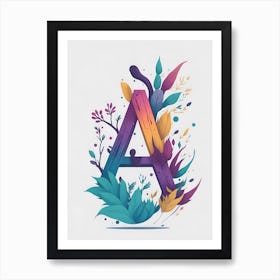 Colorful Letter A Illustration 140 Art Print