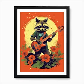 Raccoon With Guitar Illustration 1 Art Print