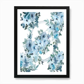 Watercolor Floral Pattern - Veronica blue flower 1 Art Print