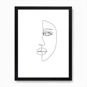 Half Face, Outline, Line Art, Wall Print Art Print