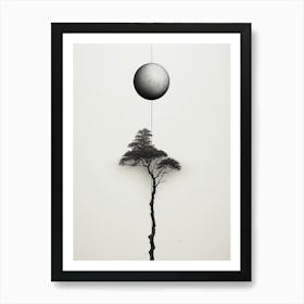 modern tree moon artwork Art Print