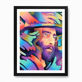 John Lennon Fan Art With Atmospheric Splashes Art Print