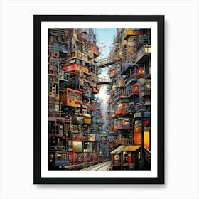 Japanese Cityscape Traditional 2 Art Print