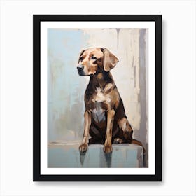 Labrador Retriever Dog, Painting In Light Teal And Brown 0 Art Print