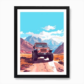 A Jeep Wrangler In The Andean Crossing Patagonia Illustration 3 Art Print