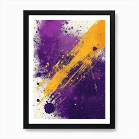 A Vibrant Abstract Background Featuring Purple And Yellow Paint Splatters, Symbolizing Creativity, Energy, Passion, And A Dynamic Artistic Expression Art Print