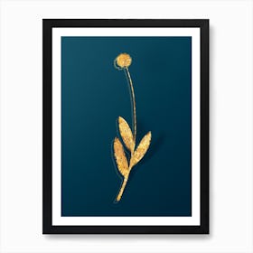 Vintage Victory Onion Botanical in Gold on Teal Blue n.0045 Art Print