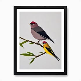 Cedar 3 Waxwing Origami Bird Art Print