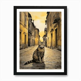 Cat On The Street Art Print