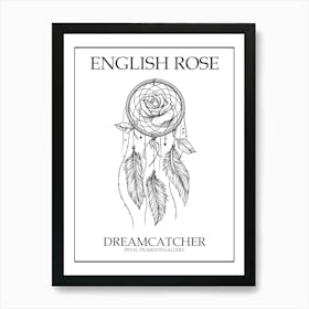 English Rose Dreamcatcher Line Drawing 5 Poster Art Print