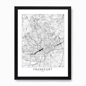 Frankfurt White Map Art Print