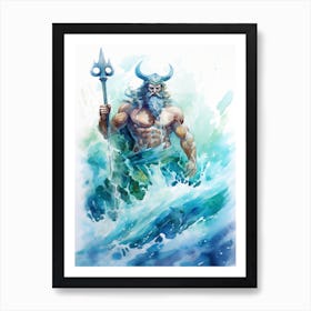  Watercolor Drawing Of Poseidon 7 Art Print