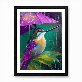 Hummingbird In Rain Abstract Still Life Art Print