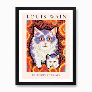 Printable Fractal Cat by Louis Wain - weird, odd, psychedelic art