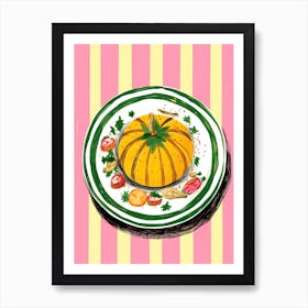 A Plate Of Pumpkins, Autumn Food Illustration Top View 62 Art Print