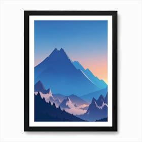 Misty Mountains Vertical Composition In Blue Tone 60 Art Print