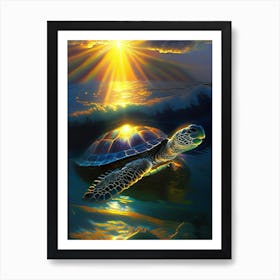 Hatching Sea Turtle, Sea Turtle Monet Inspired 1 Art Print