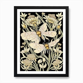 Buzzing Bees 3 William Morris Style Art Print