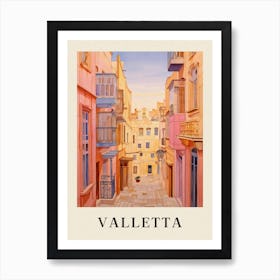 Valletta Malta 2 Vintage Pink Travel Illustration Poster Art Print