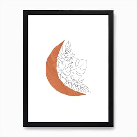 Moon And Leaves Art Print