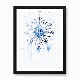 Winter, Snowflakes, Minimalist Watercolour 1 Art Print