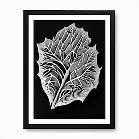 Plum Leaf Linocut 2 Art Print