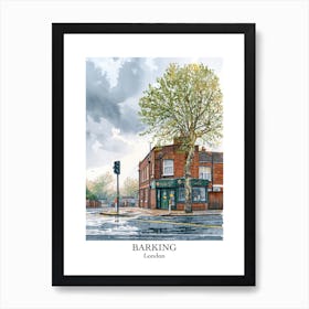 Barking London Borough   Street Watercolour 3 Poster Art Print