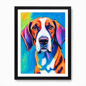 Redbone Coonhound Fauvist Style Dog Art Print