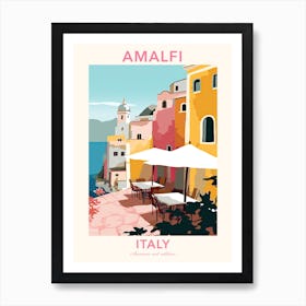 Amalfi, Italy, Flat Pastels Tones Illustration 5 Poster Art Print