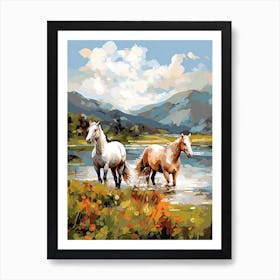 Horses Painting In Lake District, England 3 Art Print