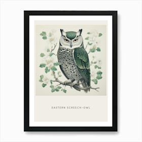 Ohara Koson Inspired Bird Painting Eastern Screech Owl 1 Poster Art Print