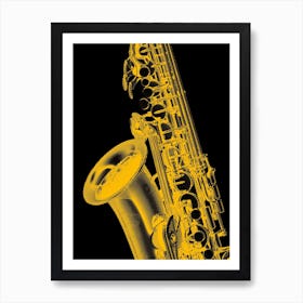 Gold Saxophone Line Art 1 Art Print