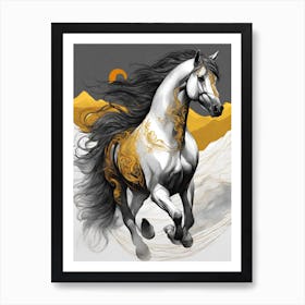 Horse Running In The Desert 1 Art Print