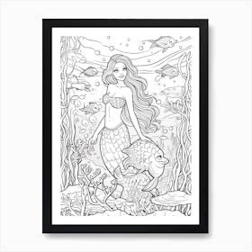 The Ocean S Surface (The Little Mermaid) Fantasy Inspired Line Art 1 Art Print