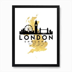 London England Silhouette City Skyline Map Art Print
