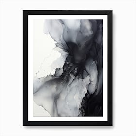 White And Black Flow Asbtract Painting 0 Art Print